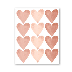 Watercolor Heart Decal Set - Non-Toxic, Reusable, Repositionable