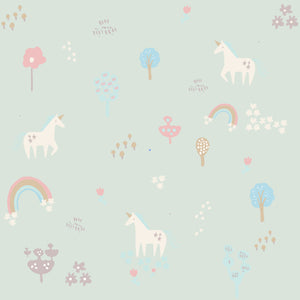 Pastel Green Unicorns and Rainbows